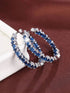 14K White Gold Plated Unique Blue Baguette Cubic Zirconia Women Hoop Earrings